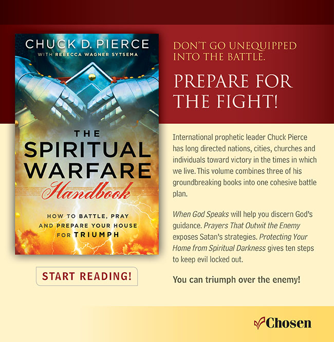 Dont go unequipped into the battle. 
Prepare for the fight!
	
International prophetic leader Chuck Pierce has long directed nations, cities, churches and individuals toward victory in the times in which we live. This volume combines three of his groundbreaking books into one cohesive battle plan.

When God Speaks will help you discern Gods guidance. Prayers That Outwit the Enemy exposes Satans strategies. Protecting Your Home from Spiritual Darkness gives ten steps to keep evil locked out. 

You can triumph over the enemy!

Start reading!
