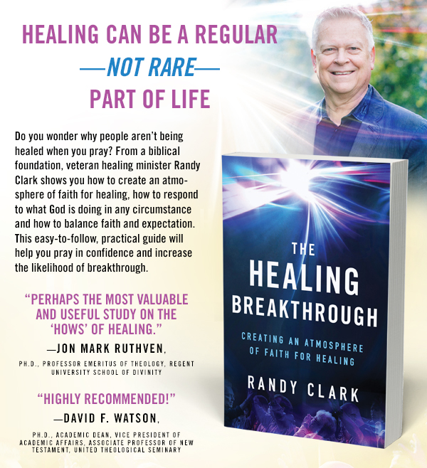 Healing Can Be a RegularNot RarePart of Life

Do you wonder why people arent being healed when you pray? From a biblical foundation, veteran healing minister Randy Clark shows you how to create an atmosphere of faith for healing, how to respond to what God is doing in any circumstance and how to balance faith and expectation. This easy-to-follow, practical guide will help you pray in confidence and increase the likelihood of breakthrough.

Perhaps the most valuable and useful study on the hows of healing.Jon Mark Ruthven, Ph.D., professor emeritus of theology, Regent University School of Divinity

Highly recommended!David F. Watson, Ph.D., academic dean, vice president of academic affairs, associate professor of New Testament, United Theological Seminary 

Find out more!